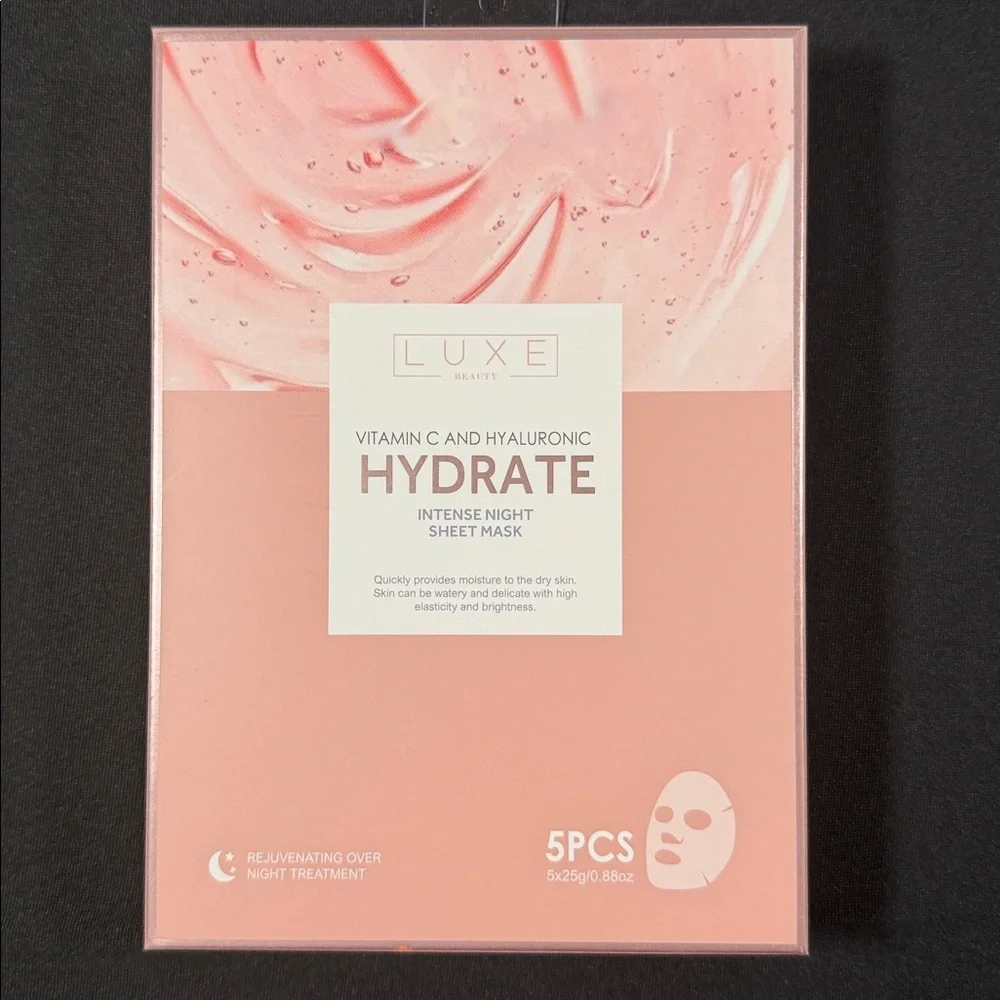 LUXE Beauty Vitamin C and Hyaluronic Hydrate Intense Night Sheet Masks-10 masks!